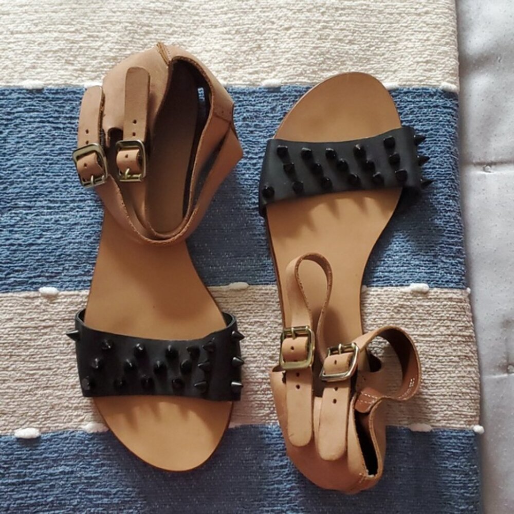 Designer Spike Spudded Rocker Chic Leather Sandals By CARVELA x KURT GEIGER